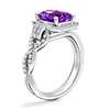 Asymmetrical Diamond Infinity Halo Engagement Ring with Emerald-Cut Amethyst in 14k White Gold (9x7mm)