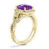 Asymmetrical Diamond Infinity Halo Engagement Ring with Emerald-Cut Amethyst in 14k Yellow Gold (9x7mm)