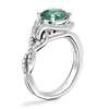 Asymmetrical Diamond Infinity Halo Engagement Ring with Round Emerald in Platinum (8mm)