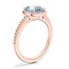 Classic Halo Diamond Engagement Ring with Oval Aquamarine in 14k Rose Gold (9x7mm)