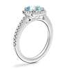 Classic Halo Diamond Engagement Ring with Cushion Aquamarine in 14k White Gold (6.5mm)