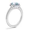 Classic Halo Diamond Engagement Ring with Oval Aquamarine in 14k White Gold (9x7mm)