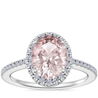 Classic Halo Diamond Engagement Ring with Oval in 14k White Gold (9x7mm) Blue Nile AE