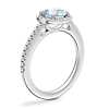 Classic Halo Diamond Engagement Ring with Round Aquamarine in 14k White Gold (6.5mm)