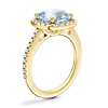 Classic Halo Diamond Engagement Ring with Cushion Aquamarine in 14k Yellow Gold (8mm)