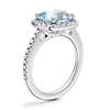 Classic Halo Diamond Engagement Ring with Cushion Aquamarine in Platinum (8mm)