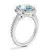 Classic Halo Diamond Engagement Ring with Oval Aquamarine in Platinum (9x7mm)