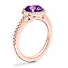 Classic Halo Diamond Engagement Ring with Round Amethyst in 14k Rose Gold (8mm)