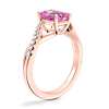 Classic Petite Twist Diamond Engagement Ring with Emerald-Cut Pink Sapphire in 14k Rose Gold (7x5mm)