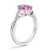 Classic Petite Twist Diamond Engagement Ring with Emerald-Cut Pink Sapphire in 18k White Gold (7x5mm)