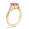 Classic Petite Twist Diamond Engagement Ring with Emerald-Cut Pink Sapphire in 18k Yellow Gold (7x5mm)