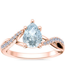 NEW Classic Petite Twist Diamond Engagement Ring with Pear-Shaped Aquamarine in 14k Rose Gold (7x5mm)