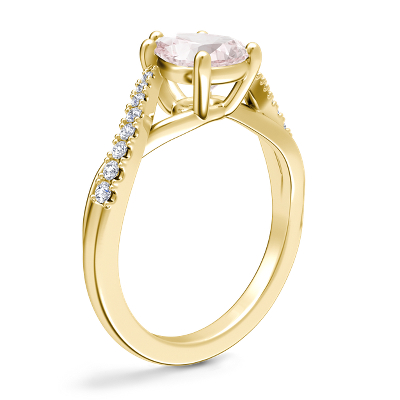 Classic Petite Twist Diamond Engagement Ring with Pear-Shaped Morganite in 14k Yellow Gold (8x6mm)