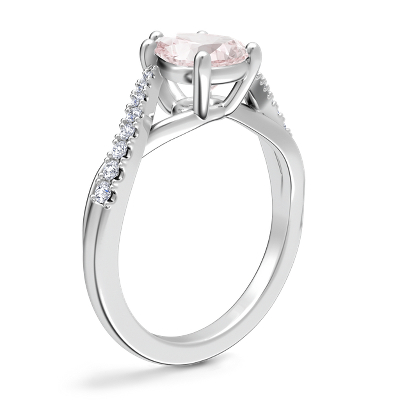 Classic Petite Twist Diamond Engagement Ring with Pear-Shaped Morganite in Platinum (8x6mm)