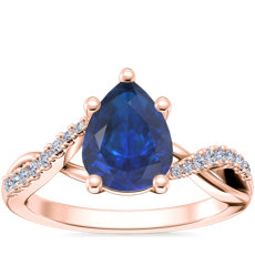 NEW Classic Petite Twist Diamond Engagement Ring with Pear-Shaped Sapphire in 14k Rose Gold (8x6mm)
