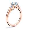 Classic Three Stone Engagement Ring with Cushion Aquamarine in 14k Rose Gold (6.5mm)