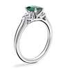 Classic Three Stone Engagement Ring with Emerald-Cut Emerald in 14k White Gold (7x5mm)