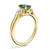 Classic Three Stone Engagement Ring with Emerald-Cut Emerald in 14k Yellow Gold (7x5mm)