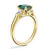 Classic Three Stone Engagement Ring with Emerald-Cut Emerald in 18k Yellow Gold (8x6mm)