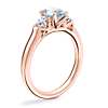 Classic Three Stone Engagement Ring with Oval Aquamarine in 14k Rose Gold (8x6mm)