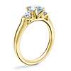 Classic Three Stone Engagement Ring with Oval Aquamarine in 14k Yellow Gold (8x6mm)