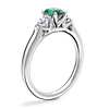 Classic Three Stone Engagement Ring with Oval Emerald in 14k White Gold (7x5mm)