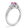 Classic Three Stone Engagement Ring with Oval Pink Sapphire in 14k White Gold (7x5mm)