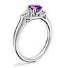 Classic Three Stone Engagement Ring with Pear-Shaped Amethyst in 14k White Gold (7x5mm)