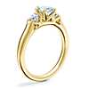 Classic Three Stone Engagement Ring with Pear-Shaped Aquamarine in 14k Yellow Gold (7x5mm)