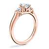Classic Three Stone Engagement Ring with Pear-Shaped Aquamarine in 18k Rose Gold (7x5mm)