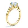 Classic Three Stone Engagement Ring with Round Aquamarine in 14k Yellow Gold (8mm)