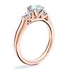 Classic Three Stone Engagement Ring with Round Aquamarine in 18k Rose Gold (6.5mm)