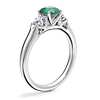 Classic Three Stone Engagement Ring with Round Emerald in 14k White Gold (6.5mm)