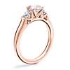 Classic Three Stone Engagement Ring with Round Morganite in 14k Rose Gold (6.5mm)