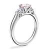 Classic Three Stone Engagement Ring with Round Morganite in 14k White Gold (6.5mm)
