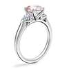 Classic Three Stone Engagement Ring with Round Morganite in 14k White Gold (8mm)
