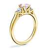 Classic Three Stone Engagement Ring with Round Morganite in 14k Yellow Gold (6.5mm)