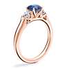 Classic Three Stone Engagement Ring with Round Sapphire in 14k Rose Gold (6mm)