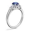 Classic Three Stone Engagement Ring with Round Sapphire in 14k White Gold (6mm)