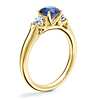 Classic Three Stone Engagement Ring with Round Sapphire in 14k Yellow Gold (6mm)