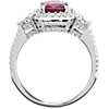 Emerald Cut Ruby and Heart Diamond Ring in 18k White Gold