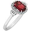 Emerald Cut Ruby and Trapezoid Diamond Ring in 18k White Gold