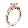 Floral Ellipse Diamond Cathedral Engagement Ring with Cushion Aquamarine in 14k Rose Gold (6.5mm)
