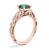 Floral Ellipse Diamond Cathedral Engagement Ring with Cushion Emerald in 14k Rose Gold (6.5mm)