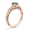 Floral Ellipse Diamond Cathedral Engagement Ring with Oval Emerald in 14k Rose Gold (7x5mm)