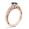 Floral Ellipse Diamond Cathedral Engagement Ring with Oval Sapphire in 14k Rose Gold (7x5mm)