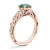 Floral Ellipse Diamond Cathedral Engagement Ring with Round Emerald in 14k Rose Gold (6.5mm)
