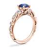 Floral Ellipse Diamond Cathedral Engagement Ring with Round Sapphire in 14k Rose Gold (6mm)