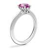 Knife Edge Solitaire Plus Diamond Engagement Ring with Oval Pink Sapphire in 14k White Gold (8x6mm)