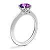 Knife Edge Solitaire Plus Diamond Engagement Ring with Round Amethyst in 14k White Gold (6.5mm)